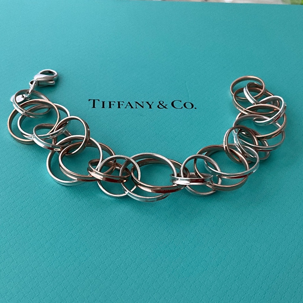 TIFFANY & CO. 1837 Rubedo Silver Interlocking Circles Bracelet